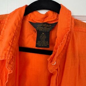 Eddie Bauer Linen Orange Button-Up Shirt